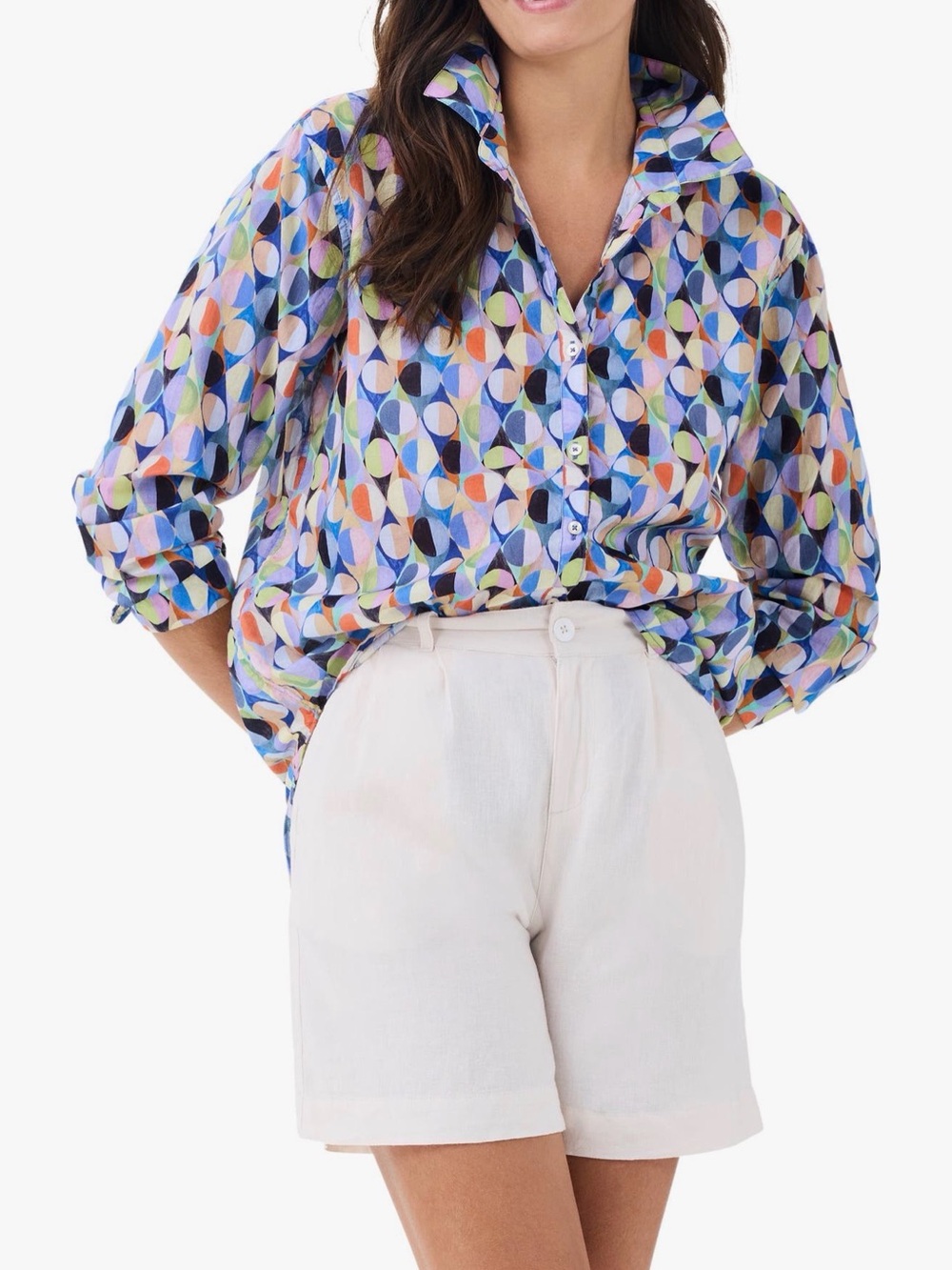 NIC+ZOE Multicolor Circular Print Button-Up Shirt